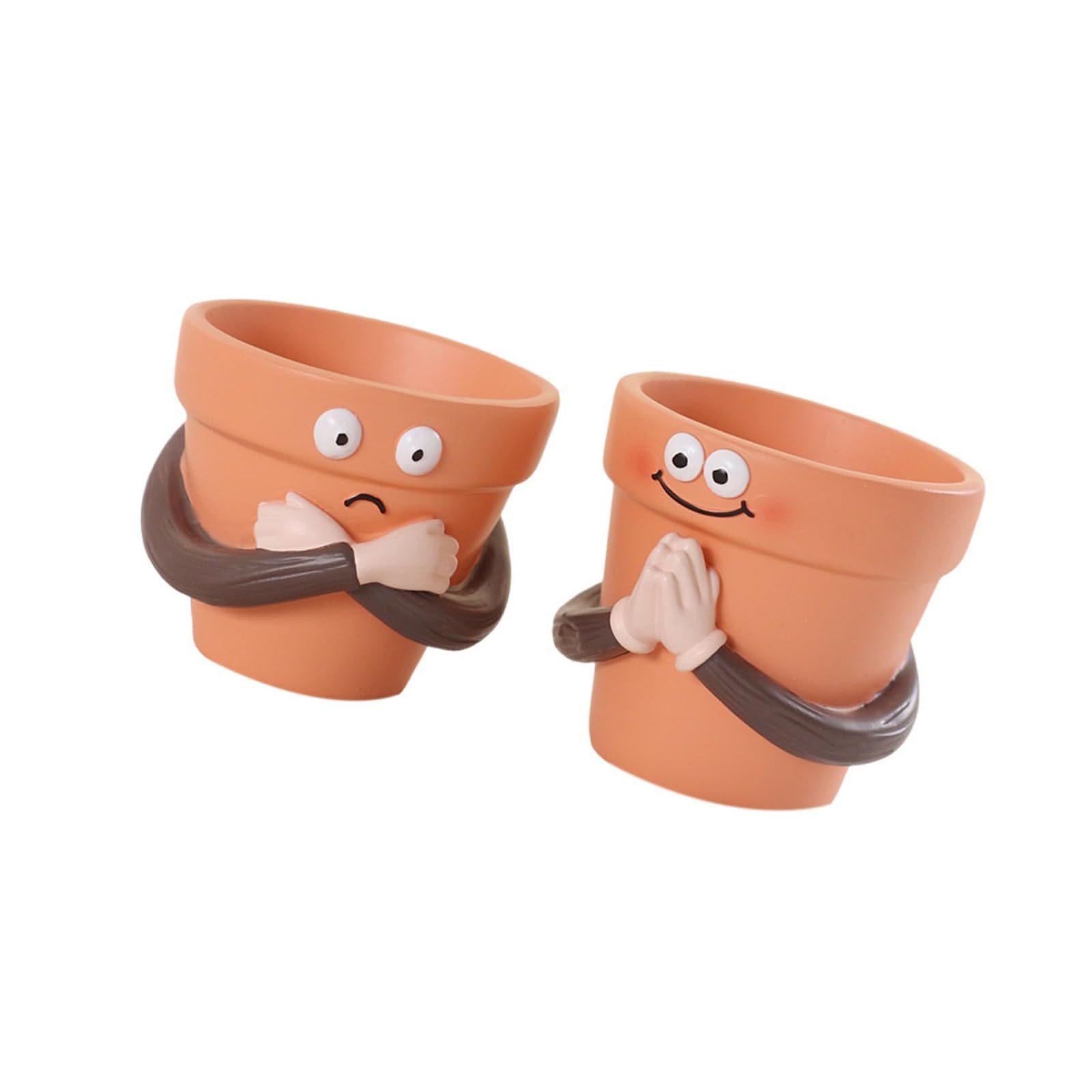 Kaeltsyn Praying Hand Shape Pots with Funny Faces Expressive Succulents Flowerpots for Small Plant and Decoration Decorative Resins Container