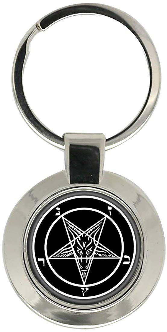 Giftshop Uk Unisex Silver Coloured Metal Satanic Pentagram Key Ring