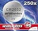 Produktbild 250 x Knopfzelle CR2032 Wilhelm Batterie Lithium 3V CR 2032 Industrieware