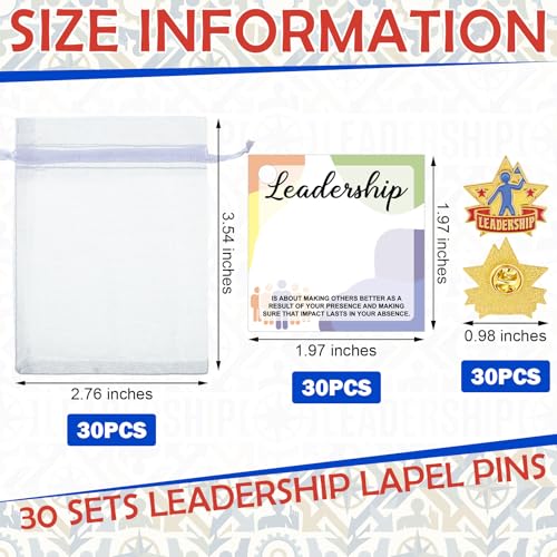 Image of Liliaafar 30 Pcs Leadership Lapel Pins Leadership Award Recognition Pins Gifts with Cards Bulk for Leaders, Coaches, Mentors and Students