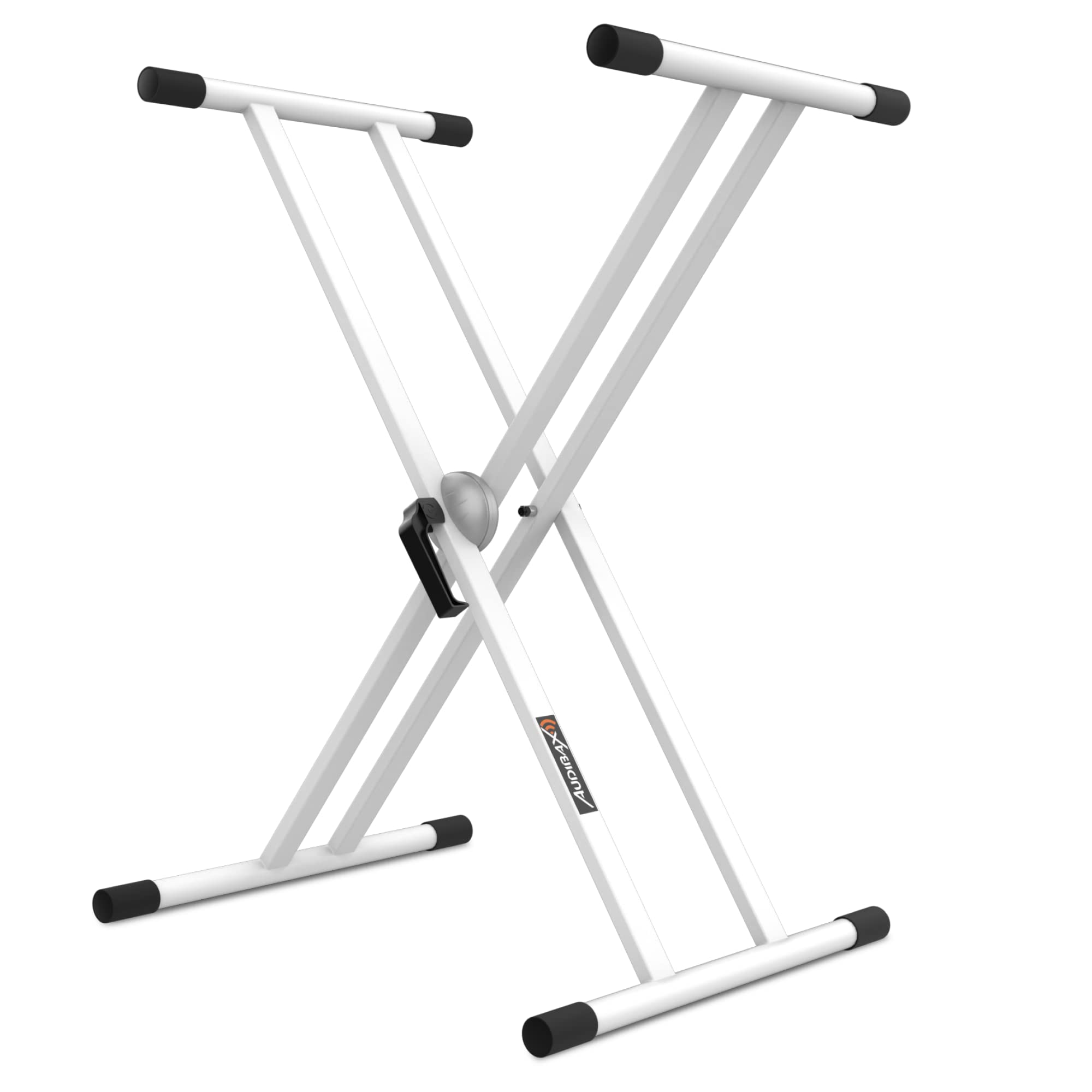 Audibax Onyx 130 White - Support pour Clavier à Ciseaux Double - Support pour Clavier de Musique Électronique - Réglage Easy Lock Ball Joint - Charge 50 kg - Pour Claviers à 61, 76 et 88 Touches