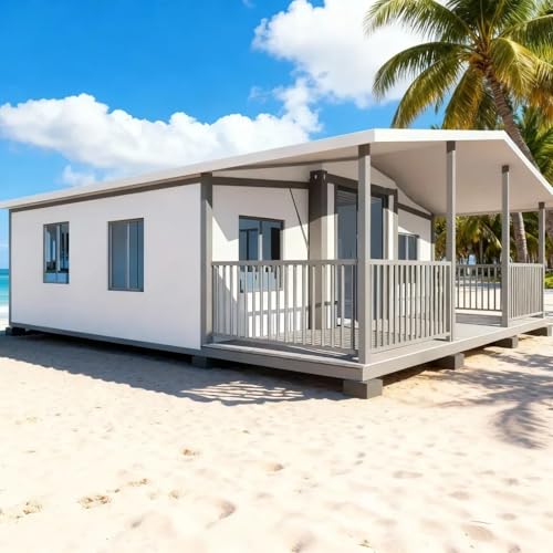 Expandable 20FT Prefab Container Tiny Home with Loft and Bedrooms, Portable Steel Modular Cabin for Living, Office, or Guest House