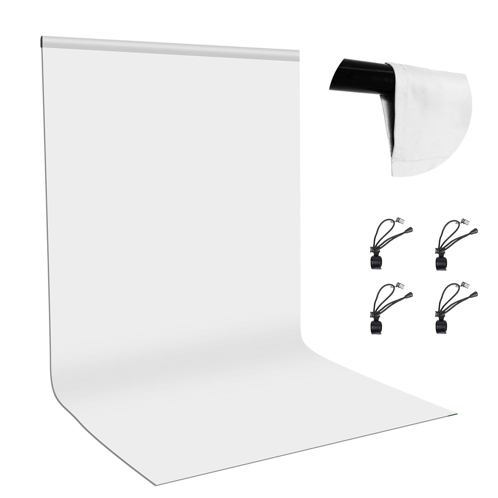 PULUZ Telón de fondo blanco de 3 x 6 m para estudio fotográfico con 4 abrazaderas de agujeros de barra transversal, 9.84 x 19.69 pies, de poliéster lavable de grosor, fondo grande para fotografía de