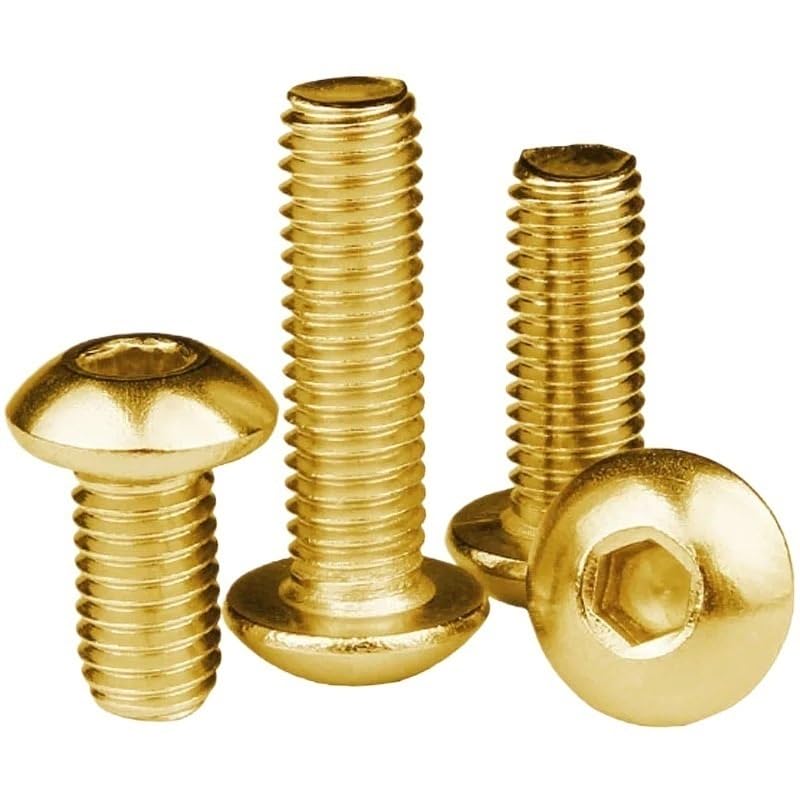 Idomin 5/10PCS Gold Plating Titanium M2 M2.5 M3 M4 M5 M6 L=4-40mm Hex Socket Button Head Cap Screw Round/Pan Head Bolt (Color : ISO7380, Size : M4x25
