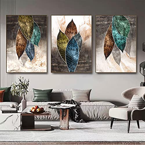 Peinture toile feuilles foncées 40x60cm affiche moderne pour salon
