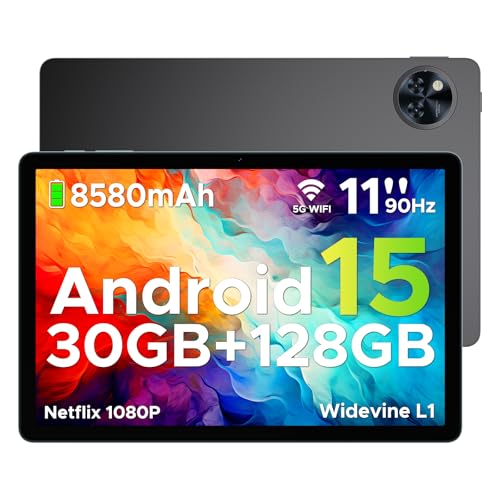 DOOGEE U11 PRO Android Tablets, 30GB RAM + 256GB ROM/2TB, Unisoc T7200 Octa-Core 11 Inch Tablet, 8580mAh Large Battery, 90Hz IPS Screen, 13MP+5MP Camera, Widevine L1/3.5mm Jack/Face Unlock/FM/OTG