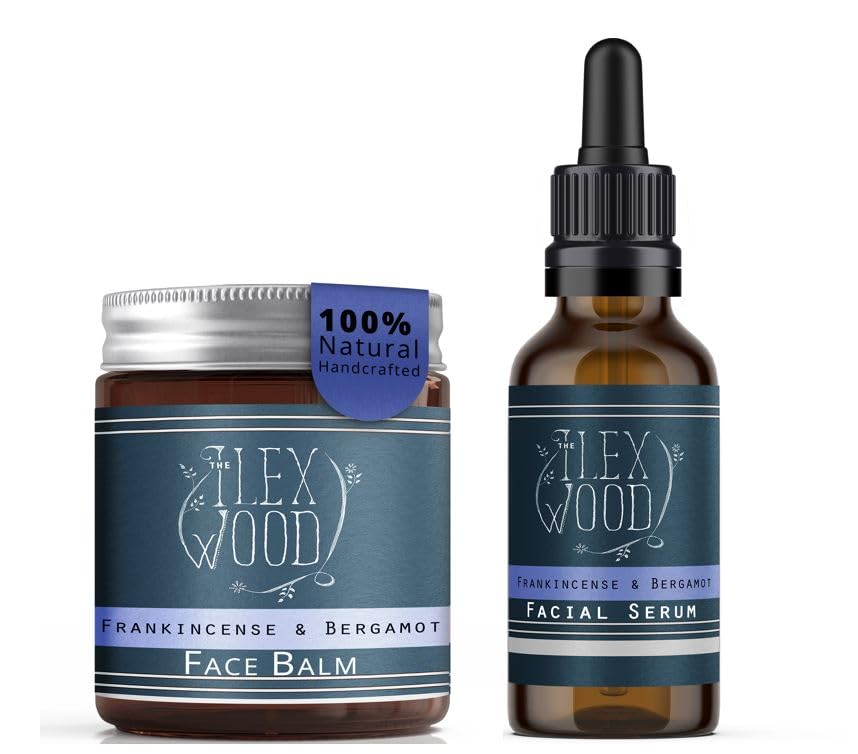Frankincense and Bergamot Gift Set for both Men and Women - Face Cream and Serum - handcrafted, 100%...