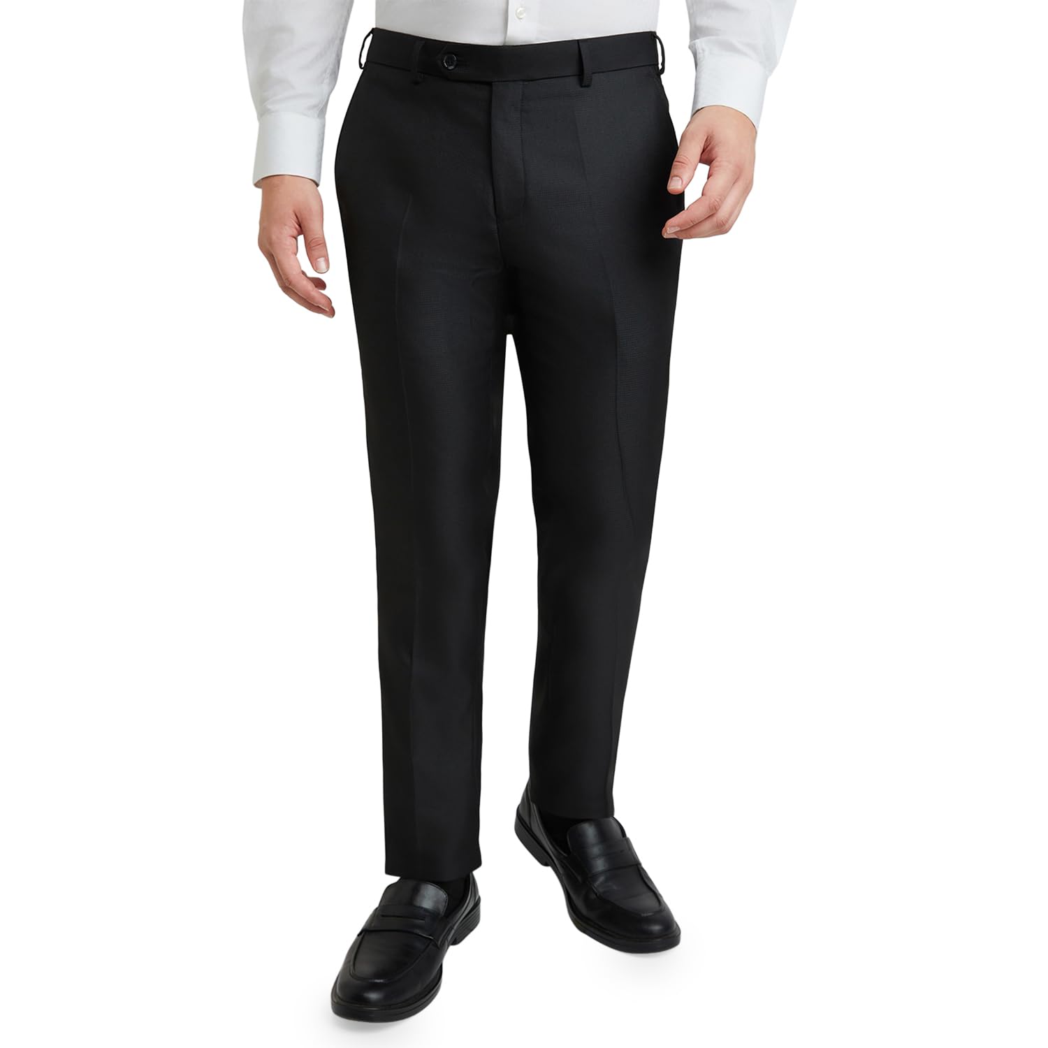 raymond Men's Mid Rise Slim Fit Polyester Blend Structure Pattern Flat Front Formal Trouser-picture-17