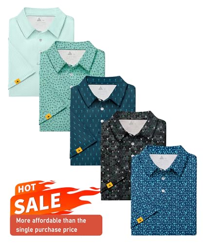 ZITY 5-Pack UPF 50+ Golf Shirts