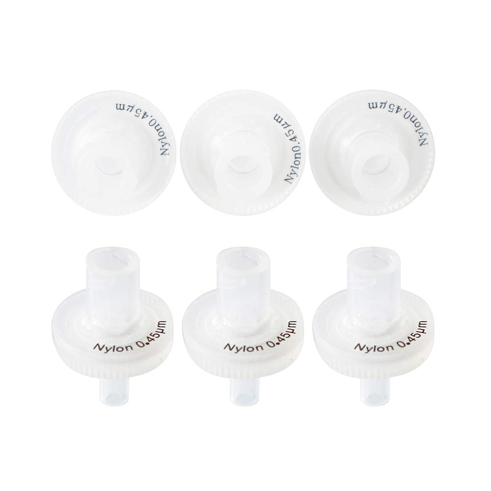 Filtros de jeringa [membrana de nailon hidrófilo] no esterilizados, diámetro de 13 mm, tamaño de poro 0,45 μm para filtración de laboratorio [caja de 100 unidades]