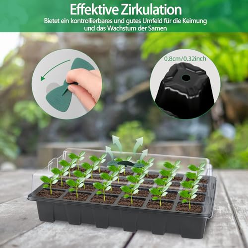 CNNIK Pack of 5 120 Cell Propagation Greenhouse Black Propagation Tray Kit with Lid, Plant Labels, Tools for Indoor & Outdoor Use - Image 3
