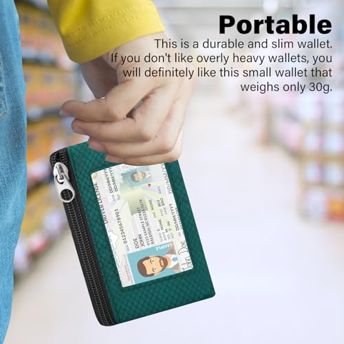 Image of Minimalist RFID Wallet with Lanyard, Multi-Functional ID Case with 2 Zipper Pockets and Key Chain for Men and Women, Tactical Badge Pouch Cards Holder, Coin Purse for Travel Sports-DarkGreen