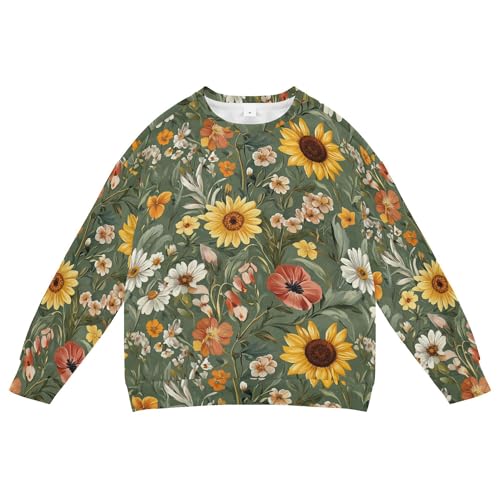 JUNZAN Fall Daisy Sunflowers Blossoms Kids Girls Hooded Sweatshirt Long Sleeve Sweatshirts for Boys Athletic 4T