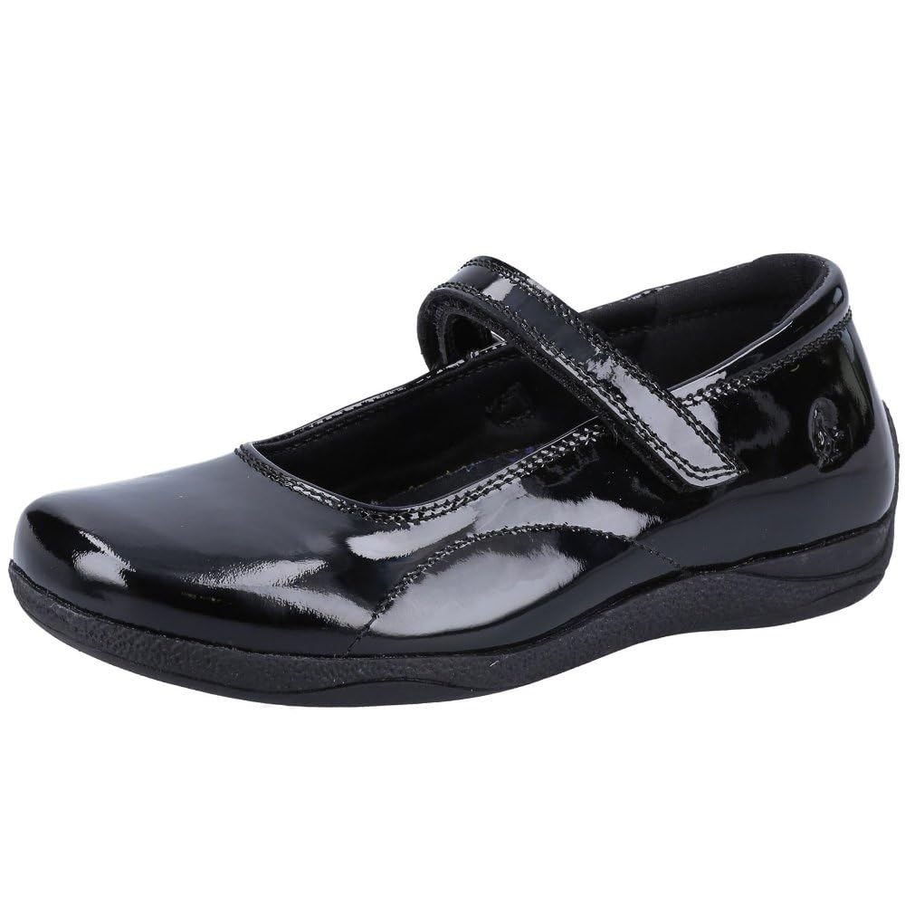 Hush Puppies Girls Aria Patent Senior School Uniform Shoe, Black, 3 UK