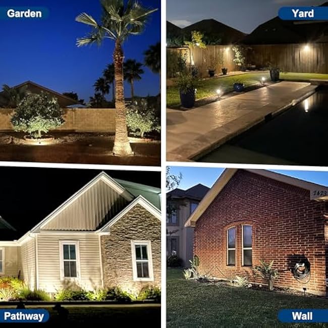 Solar Spot Lights Outdoor, 10 Pack Outdoor Solar Lights for Yard Waterproof, 4 Lighting Modes Solar Landscape Spotlights, Auto On/Off Solar Powered Flood Lights Garden Pathway (Cool White)