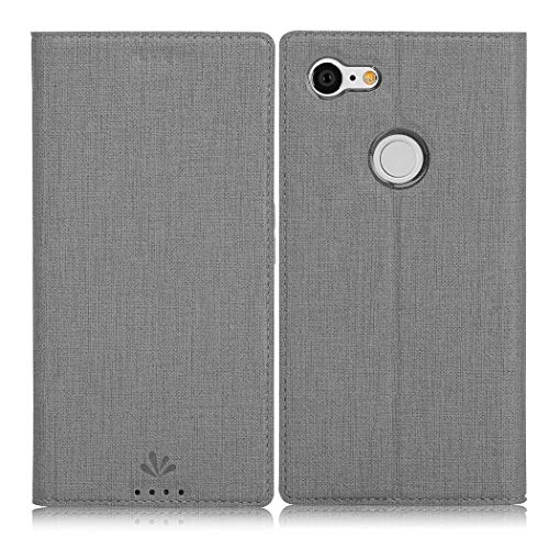 Google Pixel 3 Case, Foluu Flip Folio Wallet Cover Slim Premium PU Leather Case ID Credit Card Slots Stand Kickstand and Magnetic Closure Clear TPU Bumper Cover for Google Pixel 3 (Gray)