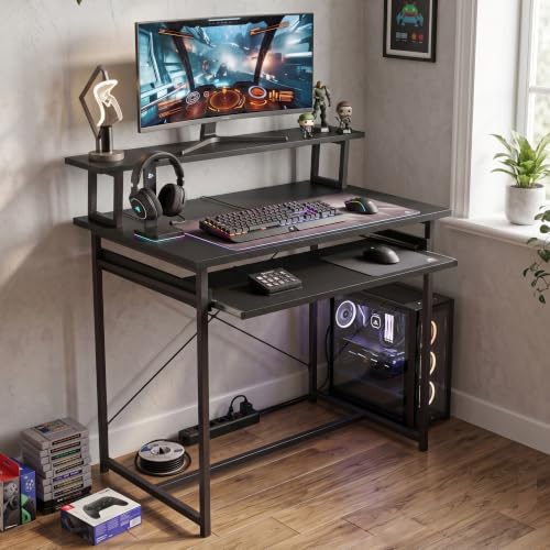 Image of Callas ST-25 DeskMate Pro Engineered Wood Study Desk | 90x54x94.5 cm | Sliding Keyboard Tray, Monitor Riser Shelf | Metal Frame | Home Office, Gaming & Kids Room (Black, ST-25) - 1 Year Warranty