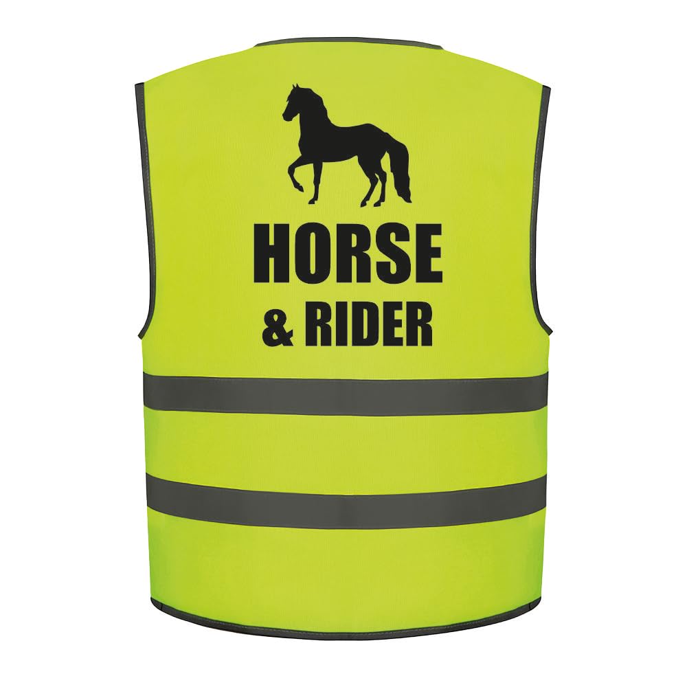 Brook Hi Vis Uk Yellow Brook Hi Vis Horse & Rider Kids Hi Vis Vest Children's High Visibility Reflective Safety Waistcoat Horse Riding Equine, Add Child's Name To The Front, Personalised