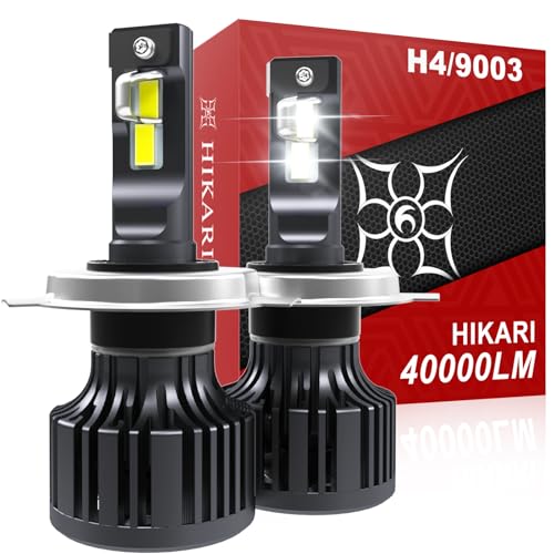 HIKARI WINGS 2023 20000LM H4 9003 Dual Beam LED Bulbs, 45W Upgraded Core-16 LED, High Lumens LED Kit, 6000k Cool White, IP68 Waterproof,HB2 Halogen Upgrade Replacement