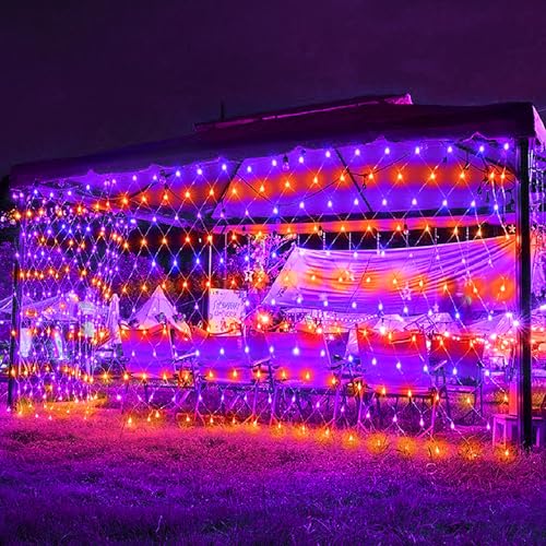weillsnow 198 LED Halloween Net Lights 9.8x6.6FT Plug in Mesh Lights
