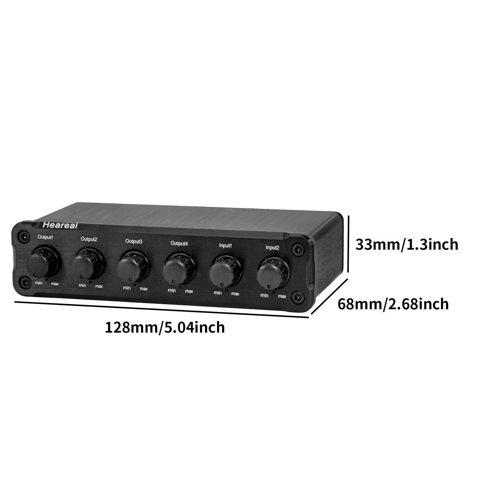 Mezclador y distribuidor de audio estéreo de 2 entradas y 4 salidas, divisor de 4 canales con control de volumen independiente e indicador LED, carcasa de aleación de aluminio, para podcasting, juegos
