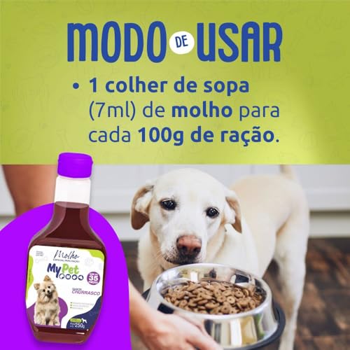 Molho para Ração de Cachorros Sabor Churrasco My Pet Brasil 250g - Deixa a Ração Mais Saborosa - Par