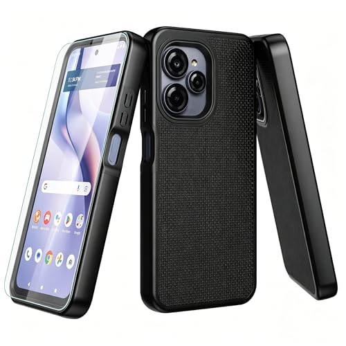 Lozeguyc for Blu View Speed Ultra 5G B1660V Phone Case with Screen Protector Dual Layer Heavy Duty Military Grade Shockproof Corner Cover for Blu View Speed Ultra Black