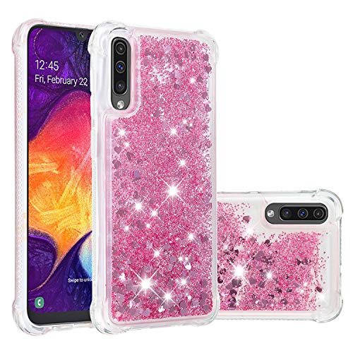 Compatible con Samsung Galaxy A50S Glitter Fundas, Silicona Funda Protectora Bumper Antiamarillo Funda Móvil Transparente Bling liquida Carcasa Anti-Rasguños TPU Cover para Galaxy A50/A505/A30S/A50S
