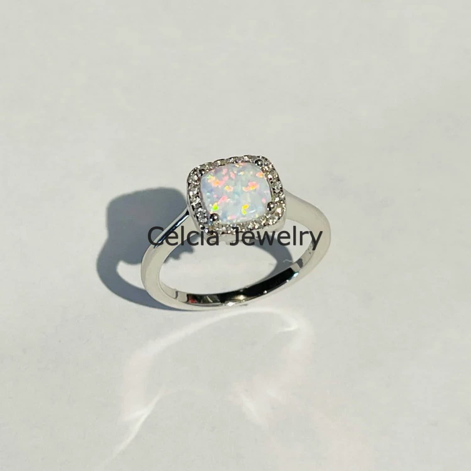 Anillo de regalos de boda de piedras preciosas de ópalo etíope natural y CZ, regalos de compromiso para mujeres, anillo minimalista