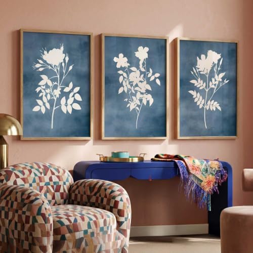 Image of kotart Aesthetic Botanical Art Home Decoration Painting | Floral Paintings With Frame For Living Room Bed Room Hotel Wall Decor Digital Reprint Set of 3 (13X17 inch)