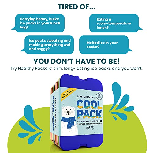 Image of Healthy Packers Ice Packs for Lunch Boxes & Coolers - 8pk Original Cool Pack | Slim & Long-Lasting Reusable Ice Pack for Lunch Bags | Freezer Packs for Coolers (Set of 8)