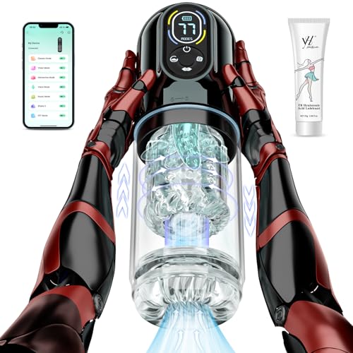 Automatic Male Masturbator Penis Pump, Male Sex Toys for Men with 9 Thrusting & Rotating & Sucking & Vibration Modes, Realistic Tongue Licking Pocket Pussy Fleshliglt for Men Sex Toy