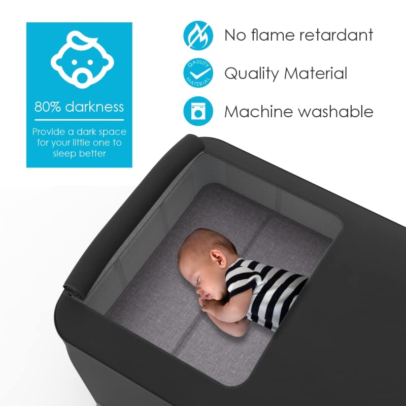 Pack-and-Play-Blackout-Cover-Playpen-Net-Blackout-Crib-Tent-Up-to-41-x-32-Black-Breathable-Mesh-Baby-Pen-Netting-Canopy-Portable-Slumber-Accessories-Privacy-Nap-Shade-for-Toddler-Infant