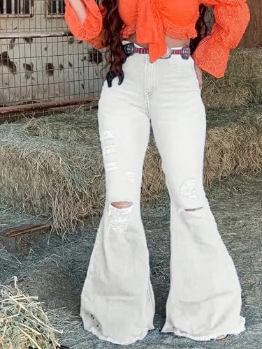 Flare Jeans for Women high Waiste Sidefeel Pants Retro Hole Butt Lifting Stretchy Bell Bottom Jeans for Women4