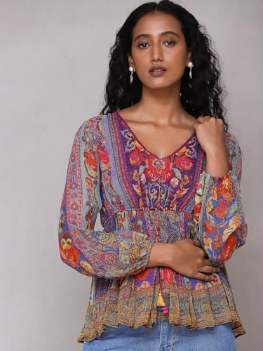Image of Aarke Ritu Kumar Purple Floral Kurti