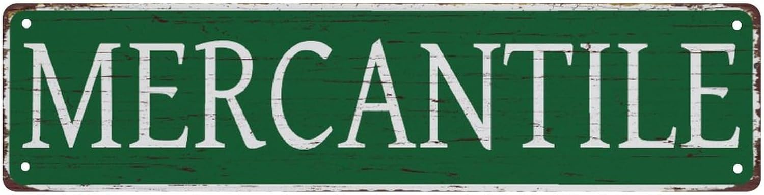peiyeety Vintage Metal Tin Sign Mercantile Vintage Sign, Retro Wall Decor for Home, Bar, Garage, Cafe, Man Cave, Shop, Store, Rustic Wall Art for Indoor and Outdoor Decoration, 4x16 Inch
