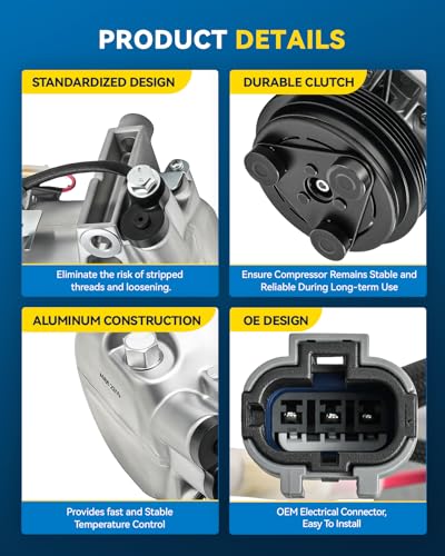 Image of PHILTOP 58883 Air Conditioner AC Compressor with Clutch for Subaru Impreza 2002-2003, 2004-2007 2.5L, 2004 2.5T, Saab 9-2X 2005-2006