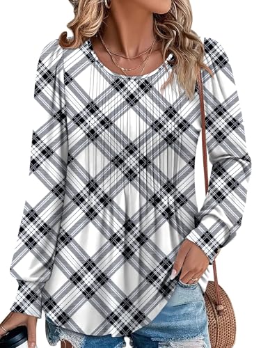 BETTE BOUTIK Long Sleeve Shirts for Women Fall Tops Dressy Blouses Crewneck Tunic Tops for Leggings S-3XL