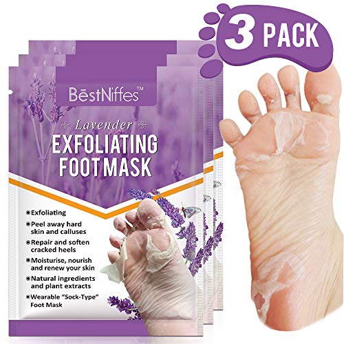 3 Pack Foot Peel Mask, Exfoliating Foot Masks, Natural Exfoliator for Dry Dead Skin, Callus, Repair Rough Heels for Men Women (Lavender)