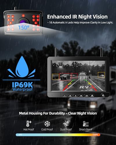 Image of Wireless Backup Camera for Rvs, BSD Alert, AI Detection, 6X Zoom, 1080P | 320FT Stable Signal, 150 Wide View, 4-Channel Expandable, Furrion Ready, IP69K Metal Housing