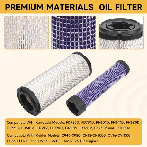 Image of 11013-7044 11013-7045 Outer Inner Air Filter for Kawasaki 11013-7020 11013-7019 AF25552 AF25551 For Kohler 25-083-01-S P821575 P822858