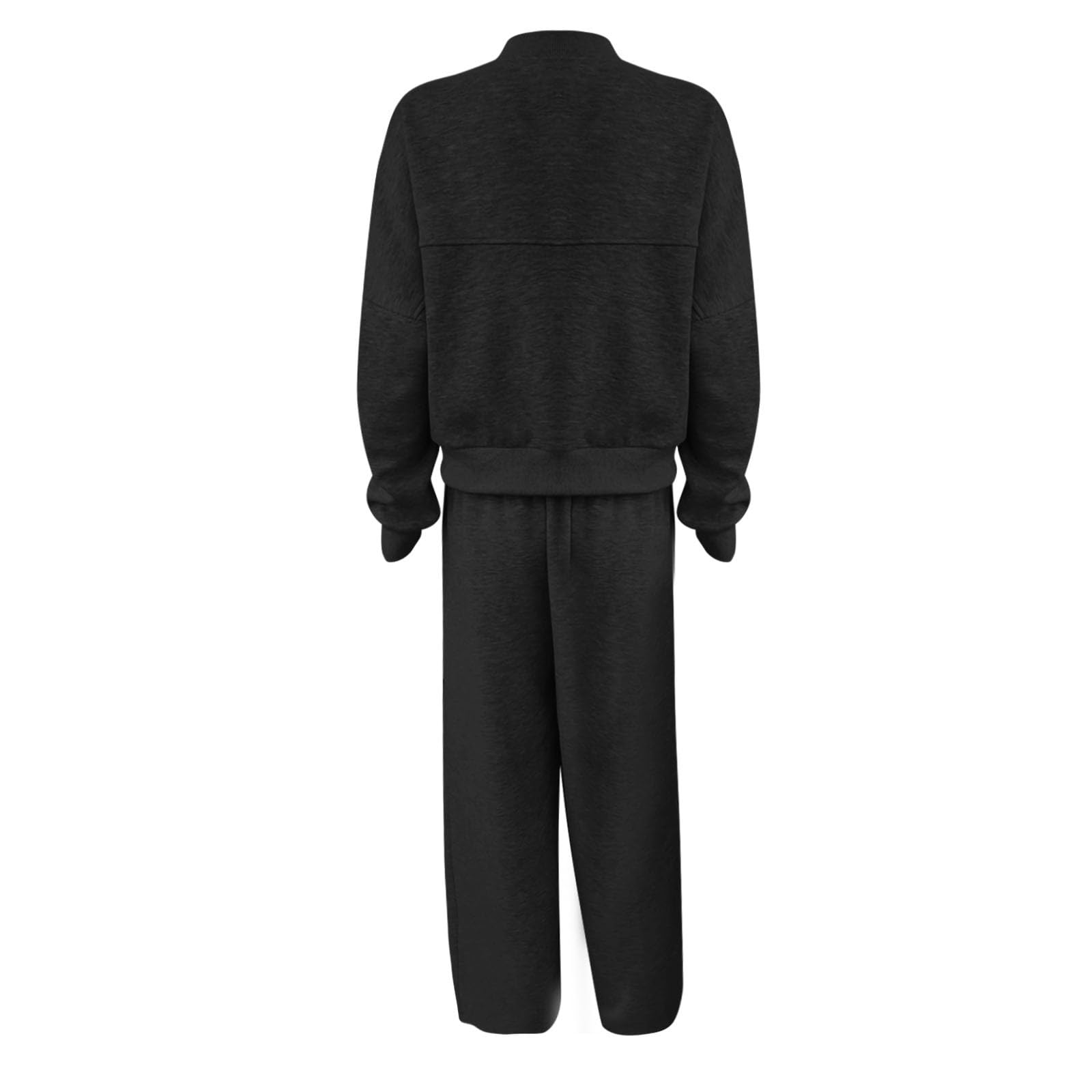 Tuta sportiva da donna con cerniera, stile casual, alla moda | Tuta da palestra a maniche lunghe, giacca bomber corta e pantaloni larghi, due pezzi, tuta sportiva per l'autunno