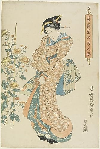 Affiche Toile Fleur Utagawa Kunisada pour décoration murale de salon 60x90cm