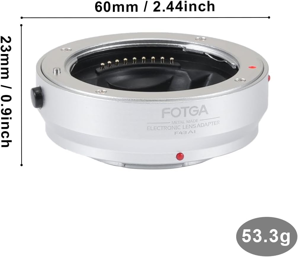 FocusFoto Full Metal Electronic Auto Focus Adapter Ring for Four Thirds 4/3 Lens to Micro Four Thirds (MFT, M4/3) Mount for Olympus and for Panasonic Lumix Mirrorless Camera as DMW-MA1 MMF-3 (Silver)