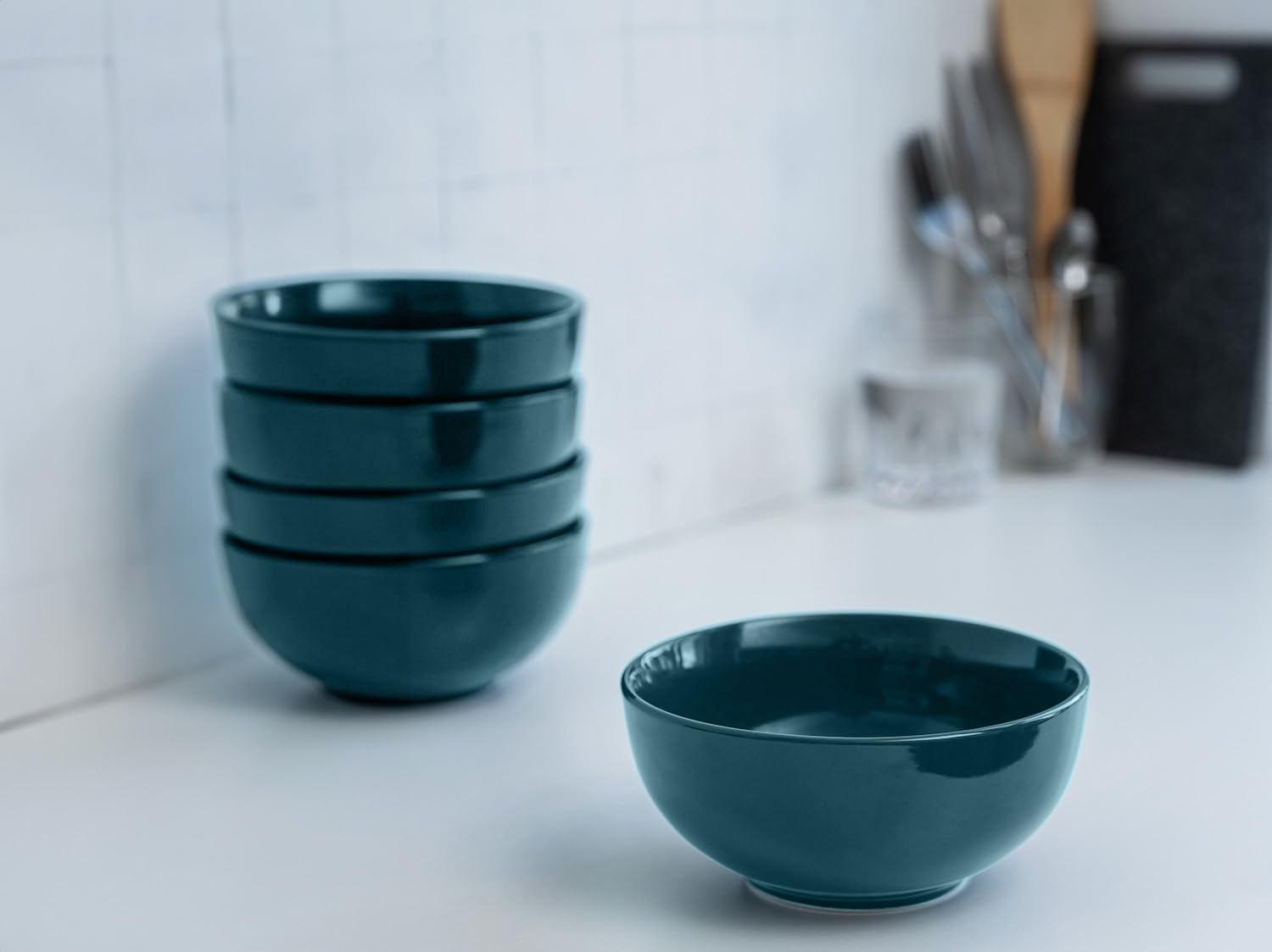 KooK Tazón de sopa, tazón para cereales, juego de 6, juego de cuencos, cuencos de cerámica, aptos para microondas, lavavajillas y congelador, resistente a las astillas, para pasta, ensalada, avena