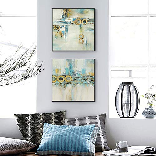 Toile impression peinture abstrait couleur cercle 50x50cm art mur