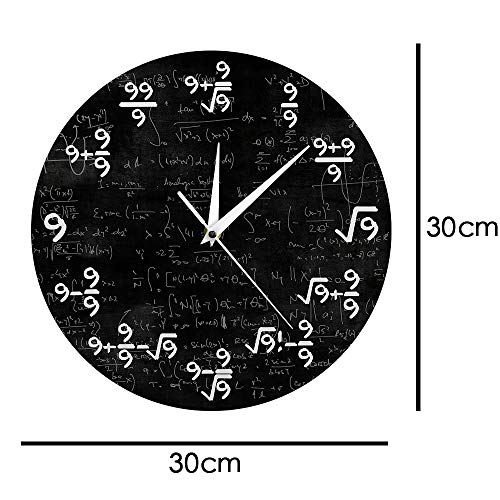 The Geeky Days The Nines Math Silent Wall Clock Number 9 Math Modern Clock Wall Watch Math Equation Clock Of 9S Formulas Mathematical Wall Art Decor 12Inch #TOP2