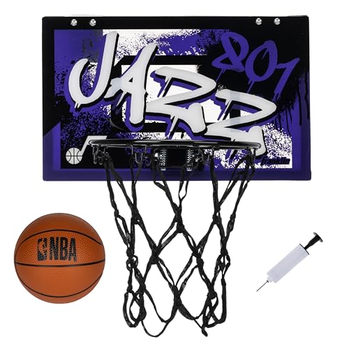 Franklin Sports NBA Utah Jazz Over the Door Basketball Hoop - Kids Indoor Hoop with Mini Basketball - NBA Fan Shop Toy for Bedroom + Office - Over the Door Set