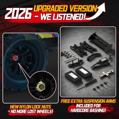 1:16 4X4 High-Speed 40-50+KM/H(Peak) RC Cars Monster Truck - 390 Motor Durable axle & Suspension RC Truck | 3000mAh Batteries | rc Car Toys Halloween Birthday for Teens Aged 14+ - image 9