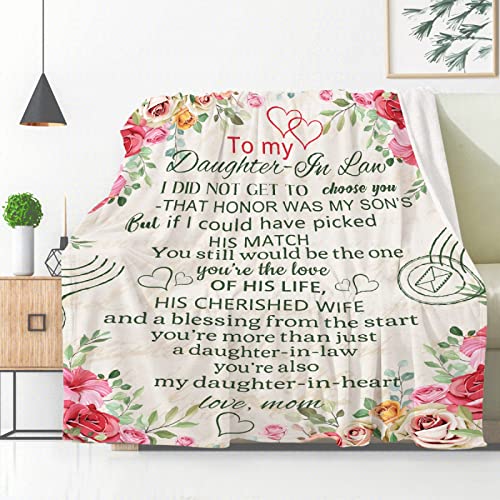 Enmaten to My Daughter-in-Law Blanket, Daughter in Law Gift Ideas from Mom, Birthdays Christmas Wedding Gifts, Ultral Soft Cozy Warm Flannel Fleece Suit for Sofa, Couch, Bed 80''x60''